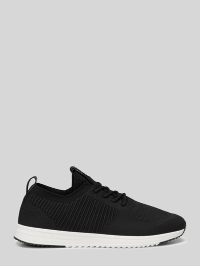 Productfoto, Low Top Sneaker met gestructureerde stretch-bovenlaag van Marc O'Polo, look: effen, afgeronde punt van de schoen, plat, labelpatch, vetersluiting, dempende zool, materiaalverwerking: geweven structuur