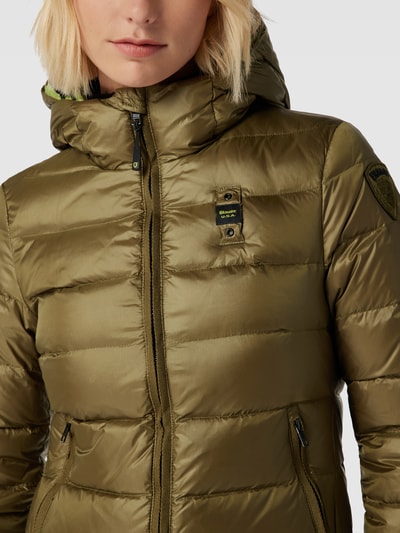 Blauer Usa Daunenjacke mit Label-Patch Oliv 3