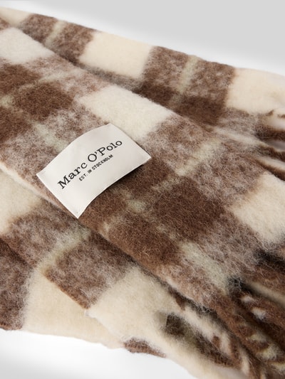 Productfoto, Schal uit alpaca wol met franjes van Marc O'Polo, meerkleurig geruit design, labelpatch, geweven, alpaca-wolmix textuur