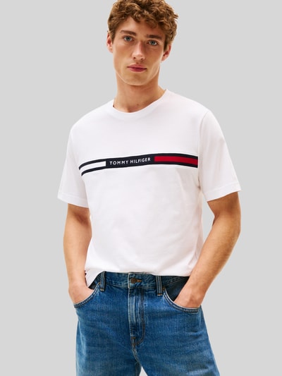 Tommy Hilfiger t-shirt o kroju regular fit z czystej bawełny Biały 4