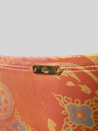 Produktfoto, Badeanzug mit Allover-Muster von Lauren Ralph Lauren in Orange mit floralen Details, Logo-Applikation, Materialverarbeitung: Stretch