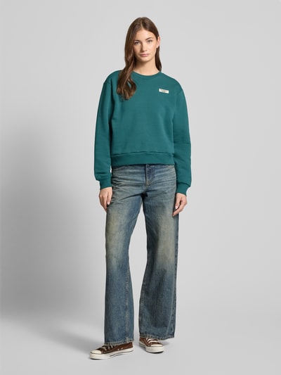 Colourful Rebel Sweatshirt mit Label-Patch Petrol 1