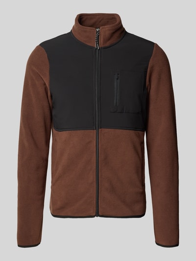 Blend Fleecejack met ritszakken, model 'MARIO' Middenbruin - 2