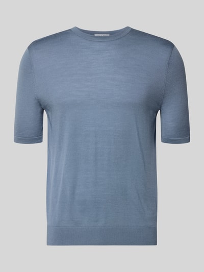 Productfoto, Strickshirt aus Wolle Modell 'Connor' van Tiger Of Sweden in blauw, rechte fit, ronde hals, korte mouw, fijne textuur