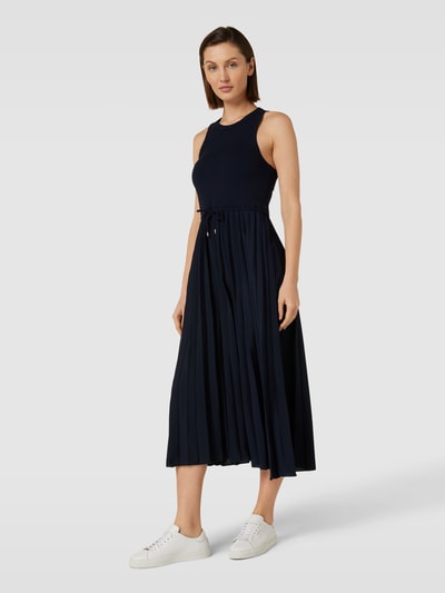 Tommy Hilfiger Midi-jurk met strikceintuur en plissévouwen Marineblauw - 1