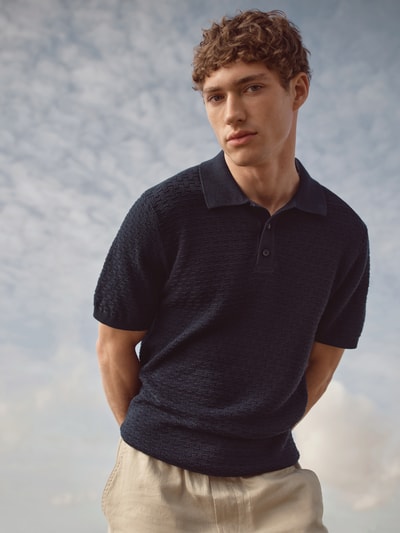 MCNEAL Regular Fit Poloshirt mit Strukturmuster Dunkelblau 6