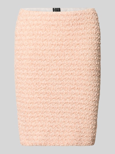 Produktfoto, Knielanger Rock aus Baumwoll-Mix von Marc Cain in zartem Rosé, Strukturmuster, Slim Fit, Damen, Bundweite 37 cm, Länge 45 cm