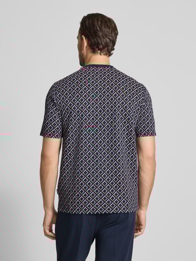 bugatti T-Shirt im Allover-Look mit Rundhalsausschnitt Marine 5