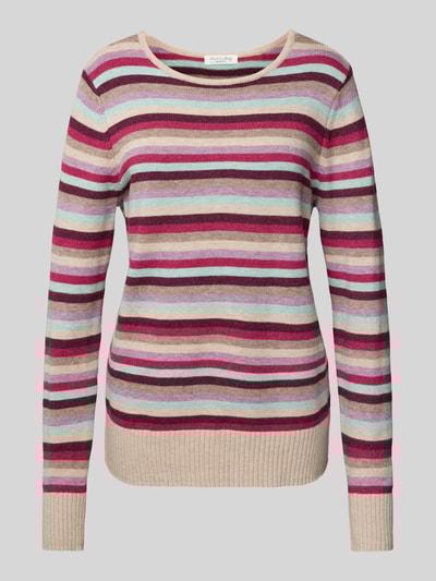 Christian Berg Woman Gebreide pullover van viscosemix met ronde hals Metallic beige gemêleerd - 2