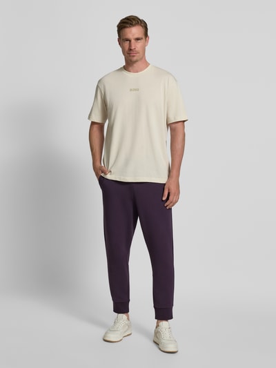 BOSS Green Regular fit sweatpants van katoenmix Paars - 1