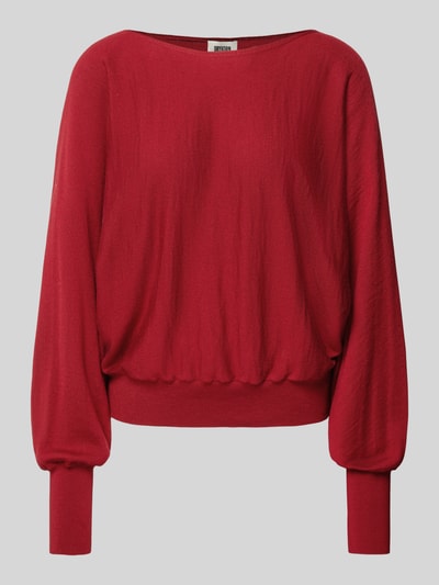 Produktfoto, Oversized Strickpullover met U-boothals model 'GERLINA' van Drykorn, rode wol, geribde boorden, dames, rechte vormen
