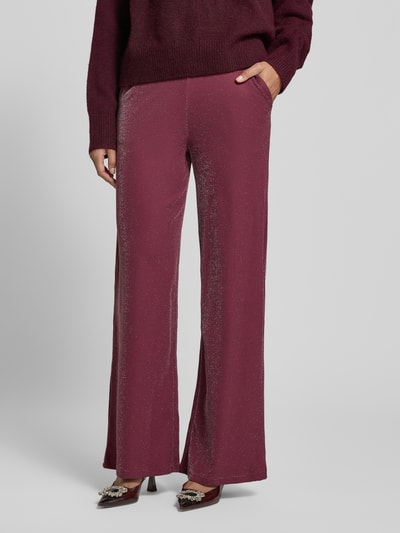 Vila Glanzende broek met elastische band, model 'ELEINAS' Prune - 4