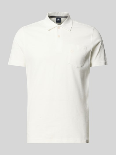 Produktfoto, Regular Fit Poloshirt mit Brusttasche von Lerros aus Reine Baumwolle mit Polokragen, kurzer Knopfleiste, Logo-Stitching, Rückenlänge 66 cm bei Größe M, weiß, glatte Textur
