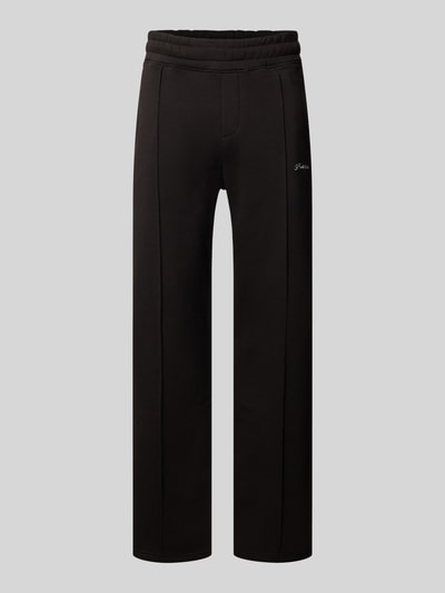 Produktfoto, Sweatpants mit elastischem Bund und Label-Stitching von PROHIBITED in Schwarz, Baumwoll-Mix, Loose Fit, glatte Struktur, Innenbeinlänge M 80 cm