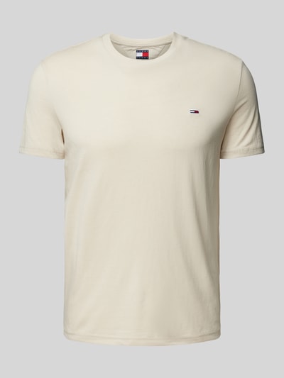 Tommy Jeans Slim fit T-shirt met logostitching Beige gemêleerd - 2