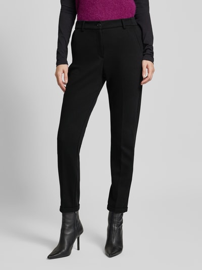 OPUS Slim fit chino met vaste omslag aan de pijpen, model 'Melina' Zwart - 4