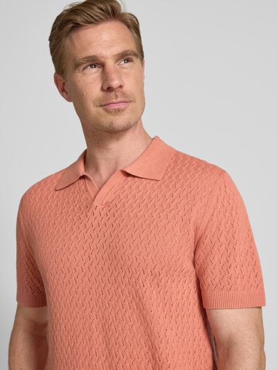 SELECTED HOMME Regular fit poloshirt in gehaakte look, model 'LINO' Oudroze - 3