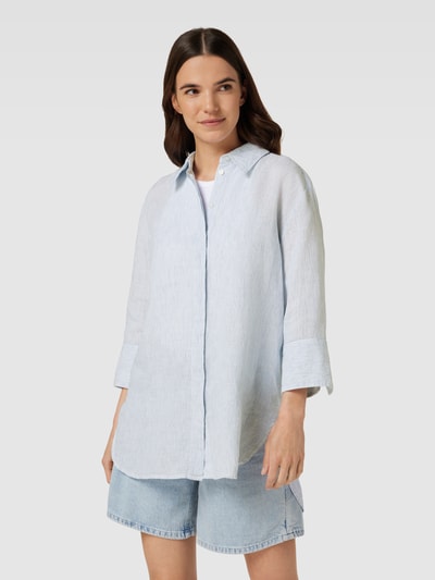 OPUS Hemdbluse aus Leinen-Baumwoll-Mix mit 3/4-Ärmel Modell 'Fython' Hellblau 4