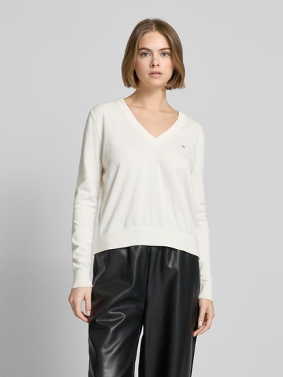 Tommy Jeans Gebreide pullover met labelstitching Offwhite - 4