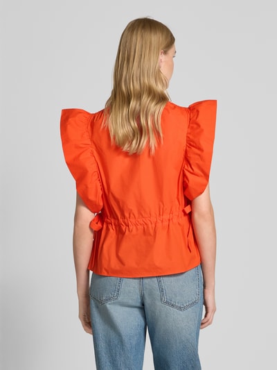 YAS Blousetop met V-hals en volants, model 'ULEA' Rood - 5