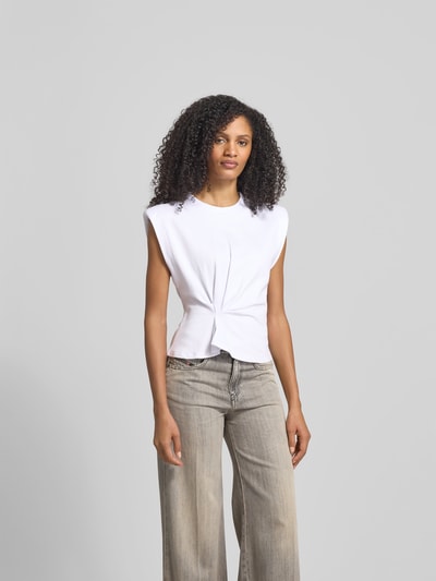 Iro Regular Fit T-Shirt mit Zierfalten Weiss 4