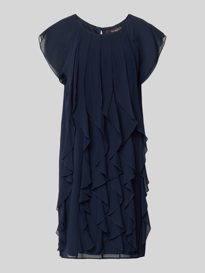 Produktfoto, Relaxed Fit Minikleid mit Allover-Rüschenbesatz od Vera Mont, ciemnogranatowy, okrągły dekolt, halka pod spódnicę, krótkie rękawy, długość tyłu w rozmiarze 36: 90 cm, szerokość w rozmiarze 36: 39 cm.