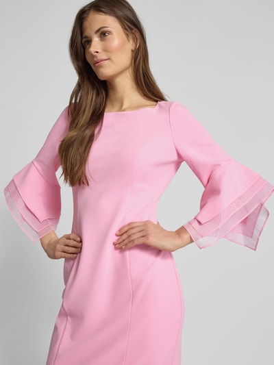 Adrianna Papell Knielanges Cocktailkleid mit Trompetenärmeln Pink 3