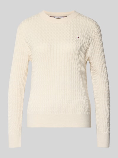 Tommy Hilfiger Regular fit pullover met kabelpatroon Ecru - 2