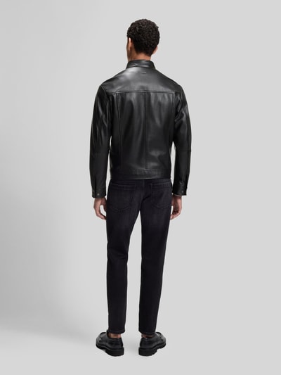 BOSS Orange Lederjacke Modell 'Joslay' mit Stehkragen Black 5