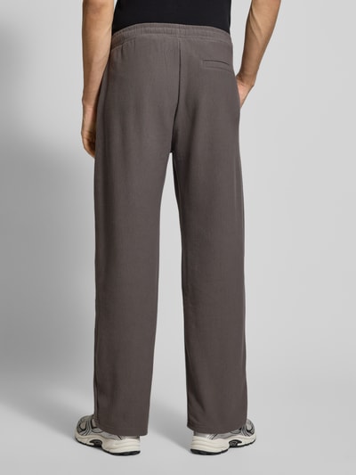 REVIEW Sweatpants in riblook met elastische band Donkergrijs - 5