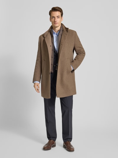 bugatti Lange jas met opstaande kraag en knoopsluiting Beige - 1