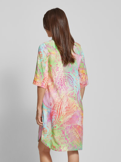 Emily Van den Bergh Knielange jurk met all-over print, model 'Multi Aquarell' Felroze - 5