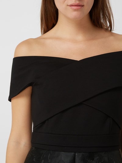 Christian Berg Cocktail Off Shoulder Abendkleid mit Rockteil aus Brokat Black 3