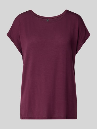 Vero Moda Regular Fit T-Shirt aus Lyocell-Mix Modell 'AVA' Bordeaux 2