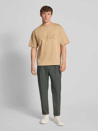 HUGO T-Shirt mit Label-Print Modell 'Dinkee' Beige 1