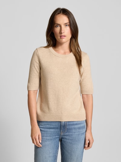comma Gebreide pullover van wolmix met 1/2-mouwen Zand - 4