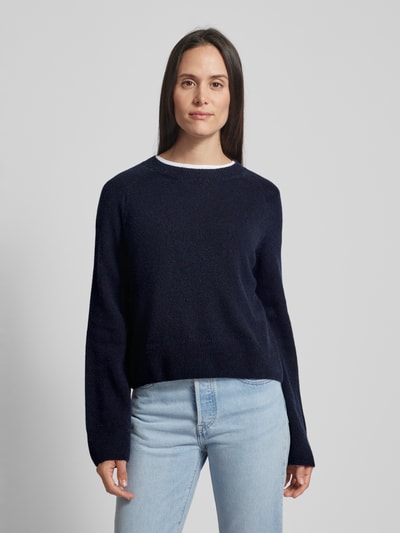 Lanius Gebreide pullover met trompetmouwen Marineblauw gemêleerd - 4