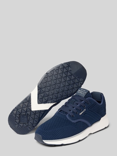 Produktfoto, Sneaker aus Leder-Textil-Mix Modell 'Beeker' von Gant in Dunkelblau mit Abgerundete-Spitze, Schnürung, weiße Sohle, Herren, Absatzhöhe: 6 cm, Schafthöhe: 8 cm, Schaftweite: 8 cm