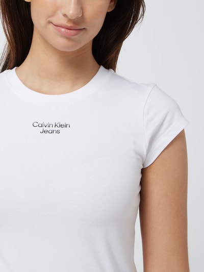 Calvin Klein Jeans T-Shirt mit Logo Weiss 3