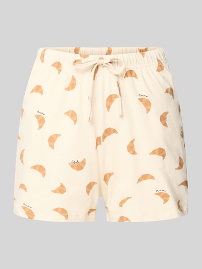 Produktfoto, Pyjama-Shorts mit elastischem Bund von Jake*s Casual, Reine Baumwolle, Regular-Fit, Allover-Look mit Croissant-Muster
