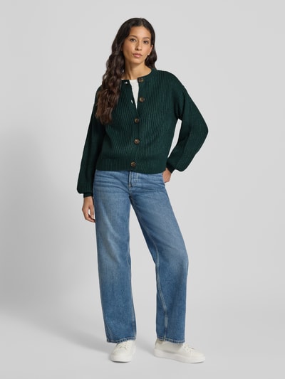 Vero Moda Relaxed Fit Strickjacke mit einreihiger Knopfleiste Modell 'LEA' Dunkelgruen 1