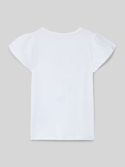 Produktfoto, Regular Fit T-Shirt aus reiner Baumwolle von s.Oliver RED LABEL, unifarben weiß, Jersey, Motiv-Stitching, Rundhals, kurzarm mit Raffung