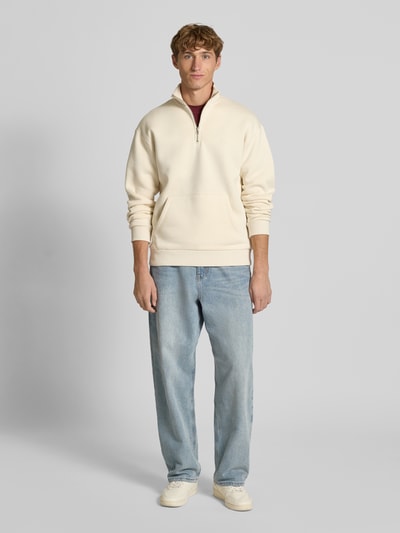 REVIEW Sweatshirt mit Stehkragen und Reißverschluss Ecru 1