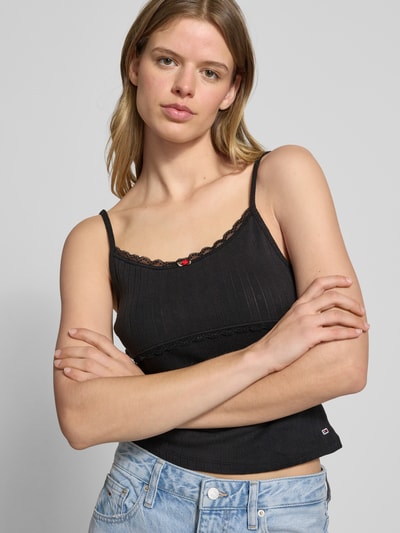 Tommy Jeans Top in Strick-Optik Modell 'POINTELLE' Black 3