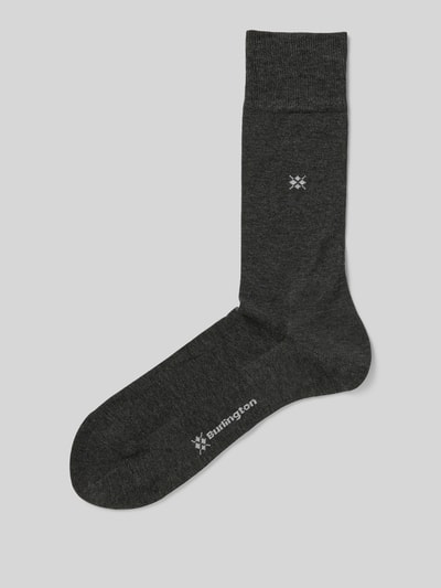 Burlington Socken mit Label-Print Modell 'Dublin' Anthrazit 1