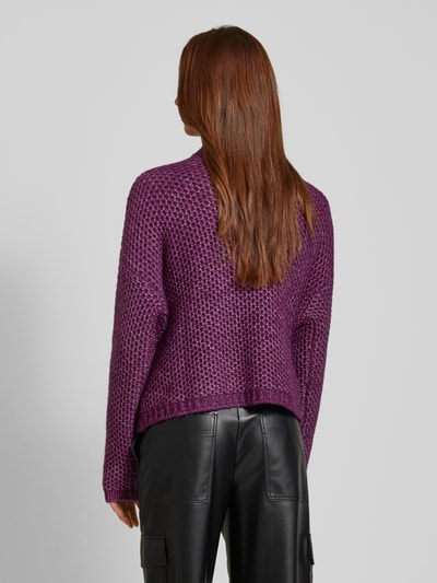 HUGO Gebreide pullover met opstaande kraag, model 'Safineynny' Aubergine - 5