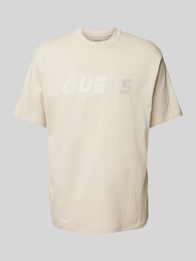 Guess Activewear T-shirt z nadrukiem z logo model ‘SURON’ Beżowy 2