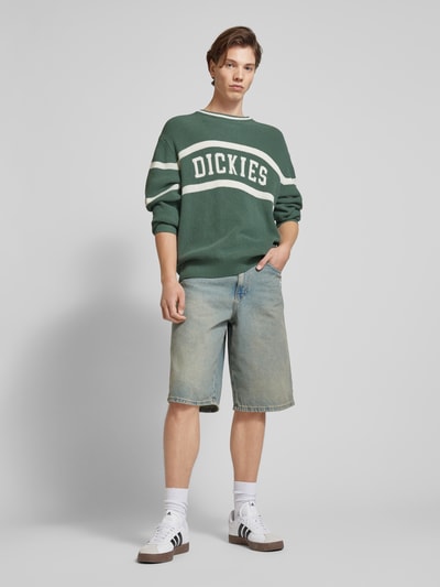 Dickies Gebreide pullover met labelstitching, model 'MELVERN' Donkergroen - 1