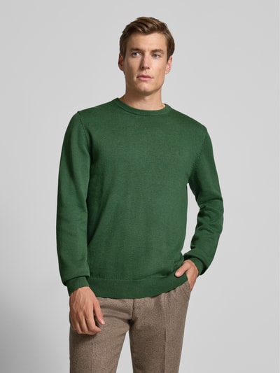 Christian Berg Men Gebreide pullover met ribboorden Olijfgroen gemêleerd - 4