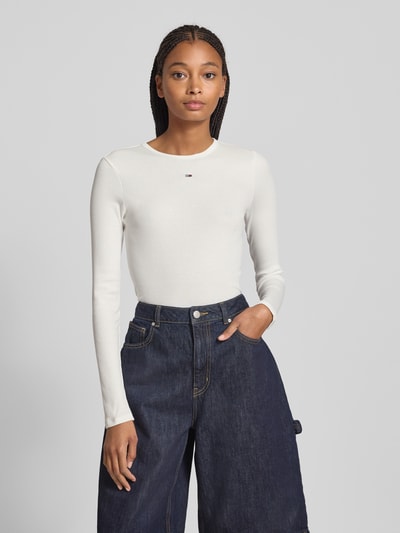 Tommy Jeans Slim fit shirt met lange mouwen van ribstof Offwhite - 4